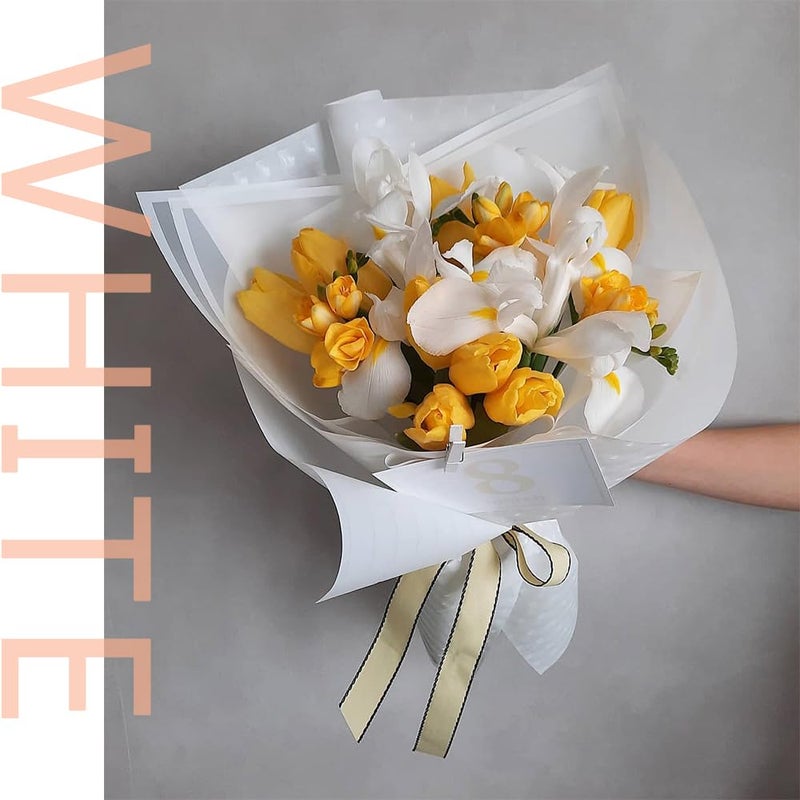 BBJ WRAPS White Wrapping Paper for Flowers, Frosted Flower Bouquet Wrapping Paper, Korean Paper for Bouquets, Valentine's Day Mother's Day Florist Supplies 20 Sheets (White) - Image 4